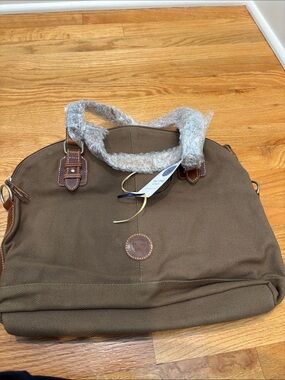 New with slight blemish- le Papillon canvas bag with leather handles